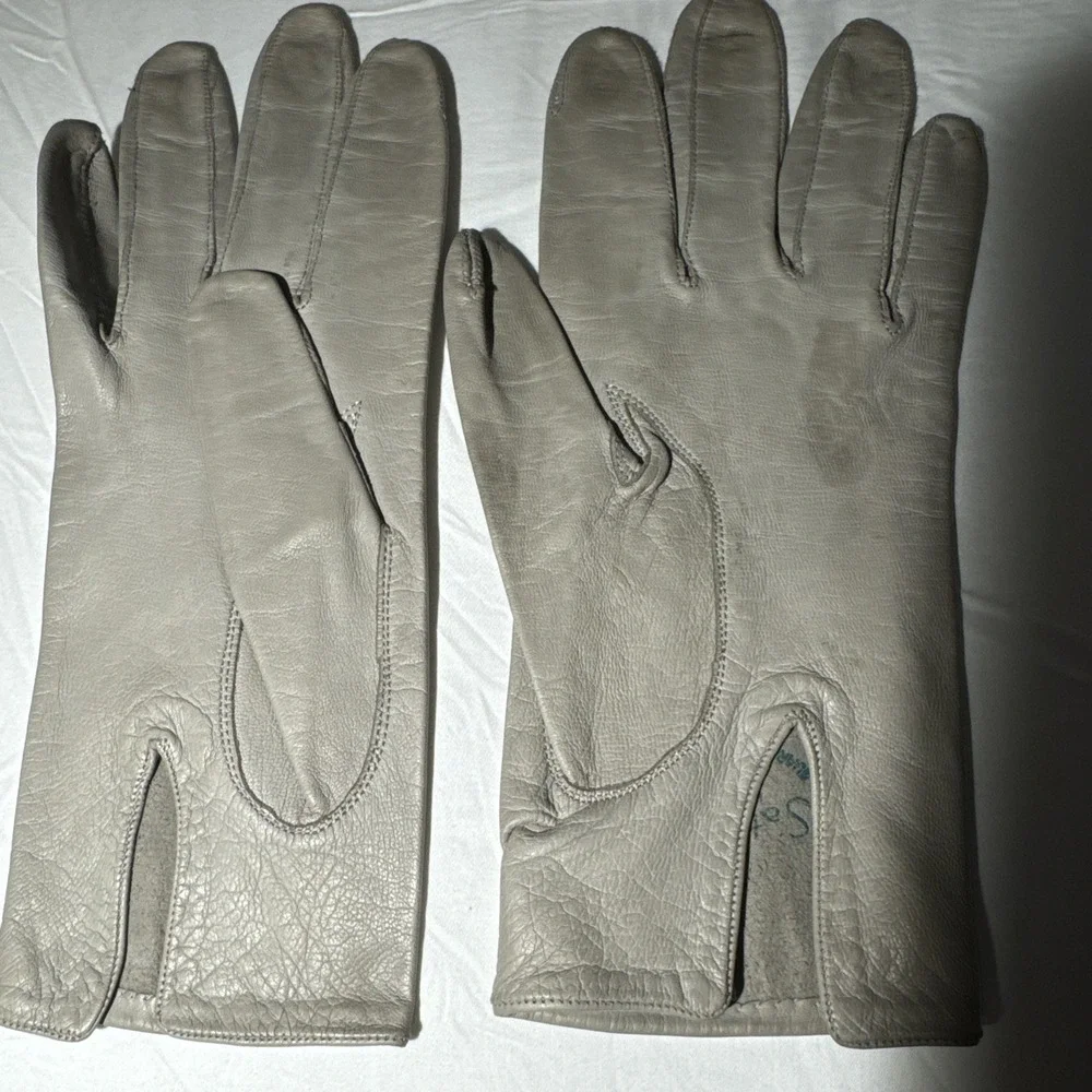 Vintage Satin Kidd Taupe Gray  Lambskin Gloves Size 7